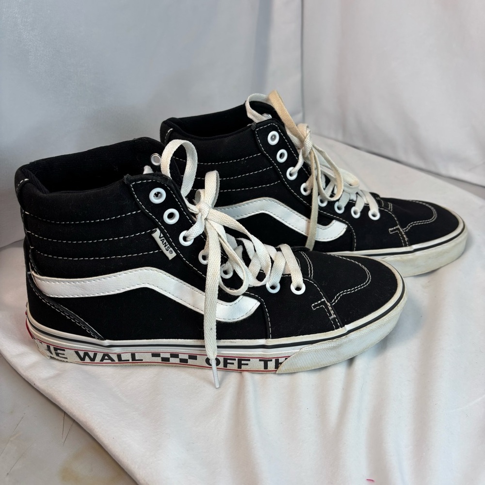 VANS "Off The Wall" Mens Hi Top Sneakers, Black/White, Size 8 - Picture 6 of 9